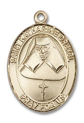 Extel Medium Oval 14kt Gold Filled St. Katharine Drexel Medal, Made in USA