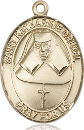 Extel Medium Oval 14kt Gold Filled St. Katharine Drexel Medal, Made in USA