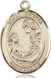 Extel Medium Oval 14kt Gold Filled St. Cecilia Medal, Made in USA