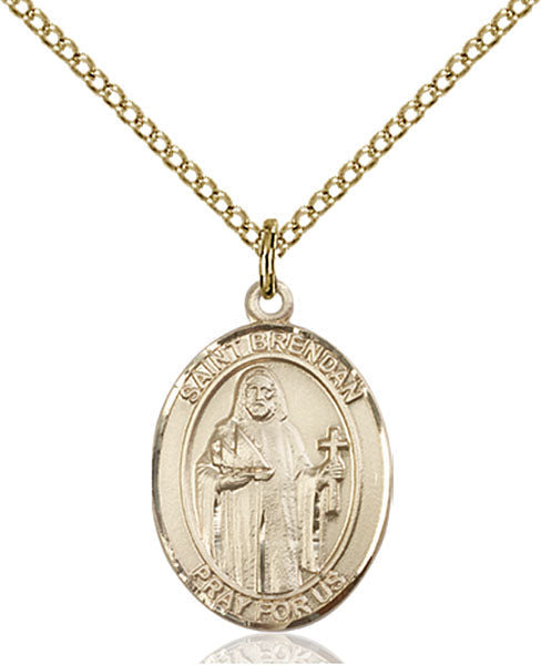 Extel Medium Oval  14kt Gold Filled St. Brendan the Navigator Pendant with 18" chain, Made in USA