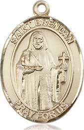 Extel Medium Oval  14kt Gold Filled St. Brendan the Navigator Pendant with 18" chain, Made in USA