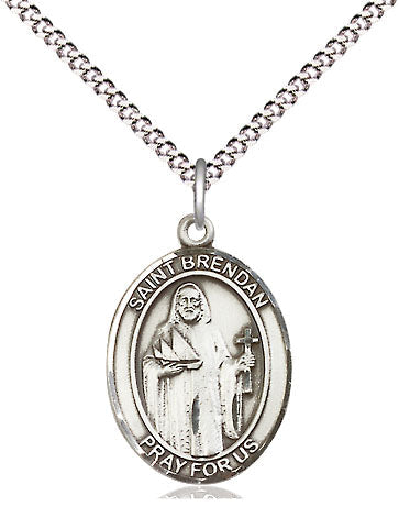 Extel Medium Oval Pewter St. Brendan the Navigator Pendant with 18" chain, Made in USA