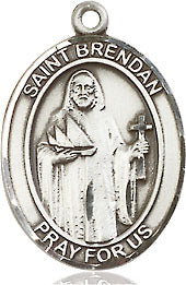 Extel Medium Oval Pewter St. Brendan the Navigator Pendant with 18" chain, Made in USA