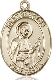 Extel Medium Oval  14kt Gold Filled St. Camillus of Lellis Pendant with 18" chain, Made in USA