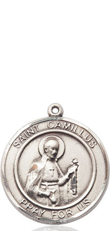 Extel Medium Round Pewter St. Camillus of Lellis Medal Pendant, Made in USA