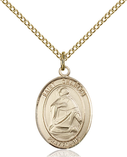 Extel Medium Oval  14kt Gold Filled St. Charles Borromeo Pendant with 18" chain, Made in USA