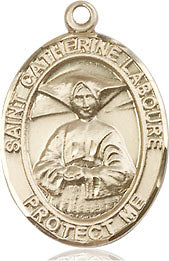 Extel Medium Oval 14kt Gold Filled St. Catherine Laboure Medal, Made in USA