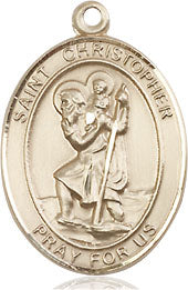 Extel Medium Oval 14kt Gold Filled St. Christopher Medal, Made in USA