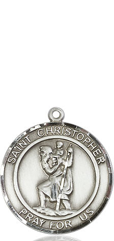 Extel Medium Round Pewter St. Christopher Medal Pendant, Made in USA