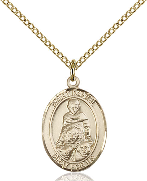 Extel Medium Oval  14kt Gold Filled St. Daniel Pendant with 18" chain, Made in USA