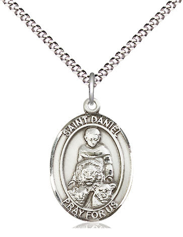 Extel Medium Oval Pewter St. Daniel Pendant with 18" chain, Made in USA