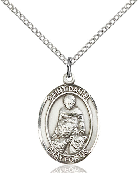 Extel Medium Oval Sterling Silver St. Daniel Pendant with 18" chain, Made in USA