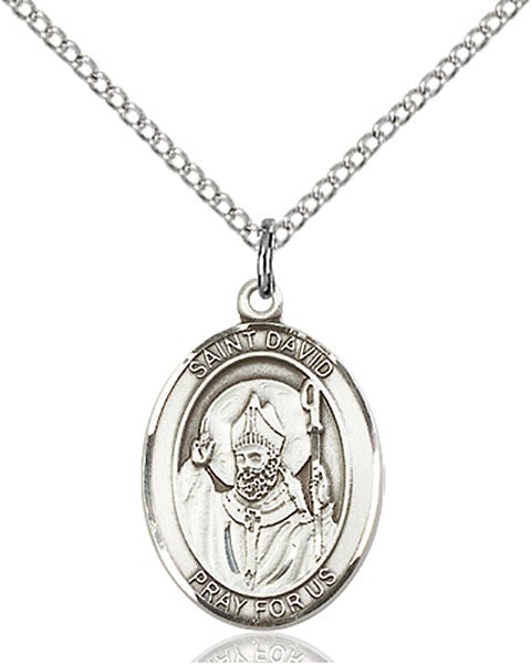 Extel Medium Oval Sterling Silver St. David of Wales Pendant with 18" chain, Made in USA