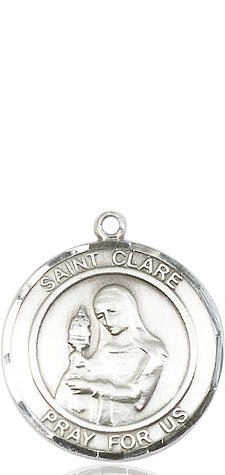 Extel Medium Round Pewter St. Clare of Assisi Medal Pendant, Made in USA