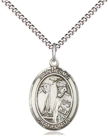 Extel Medium Oval Pewter St. Elmo Pendant with 18" chain, Made in USA