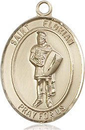 Extel Medium Oval 14kt Gold Filled St. Florian Medal, Made in USA