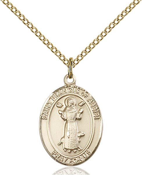 Extel Medium Oval  14kt Gold Filled St. Francis of Assisi Pendant with 18" chain, Made in USA