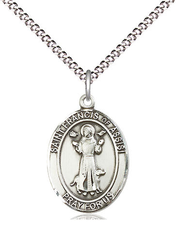 Extel Medium Oval Pewter St. Francis of Assisi Pendant with 18" chain, Made in USA