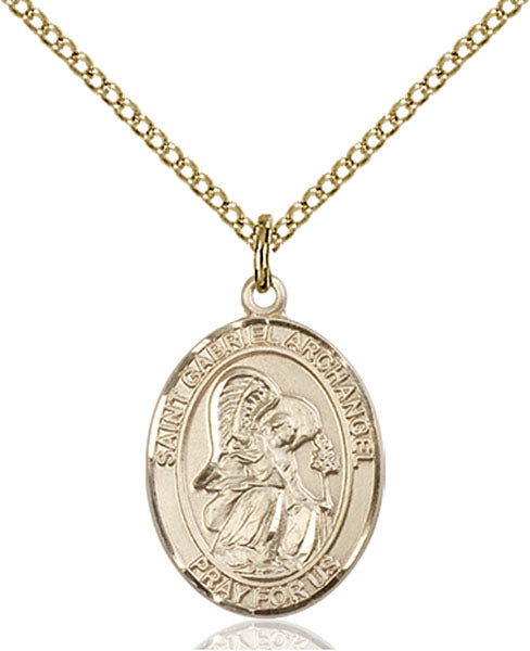 Extel Medium Oval  14kt Gold Filled St. Gabriel the Archangel Pendant with 18" chain, Made in USA