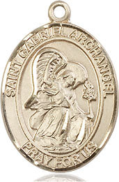 Extel Medium Oval  14kt Gold Filled St. Gabriel the Archangel Pendant with 18" chain, Made in USA