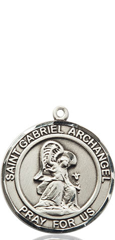 Extel Medium Round Pewter St. Gabriel the Archangel Medal Pendant, Made in USA