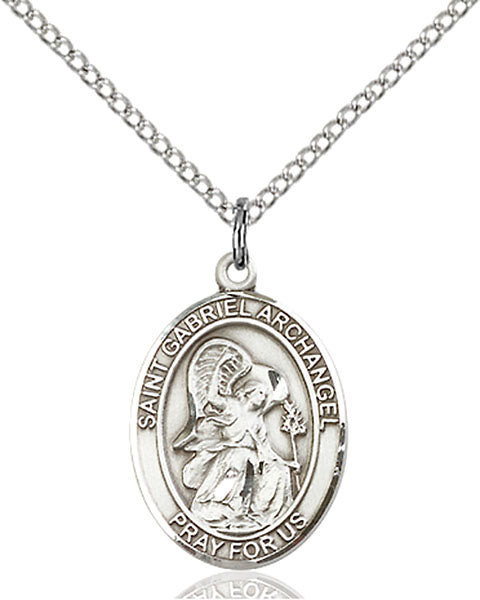 Extel Medium Oval Sterling Silver St. Gabriel the Archangel Pendant with 18" chain, Made in USA