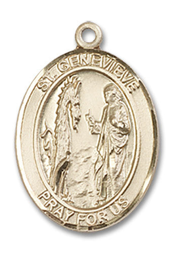 Extel Medium Oval 14kt Gold Filled St. Genevieve Medal, Made in USA