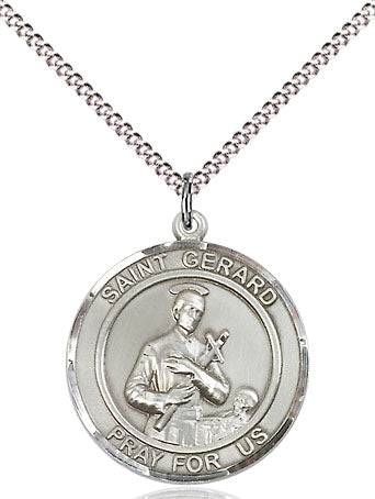 Extel Medium Round Pewter St. Gerard Medal Pendant Necklace with 18" Chain, Made in USA