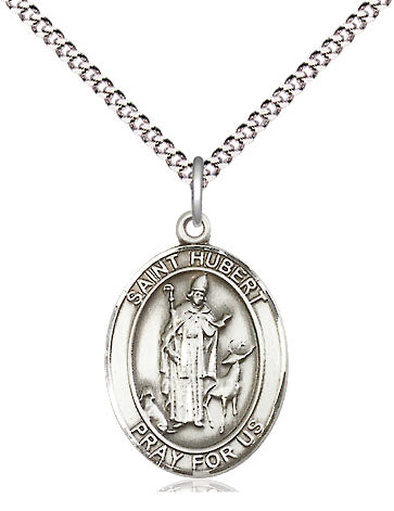 Extel Medium Oval Pewter St. Hubert of Liege Pendant with 18" chain, Made in USA