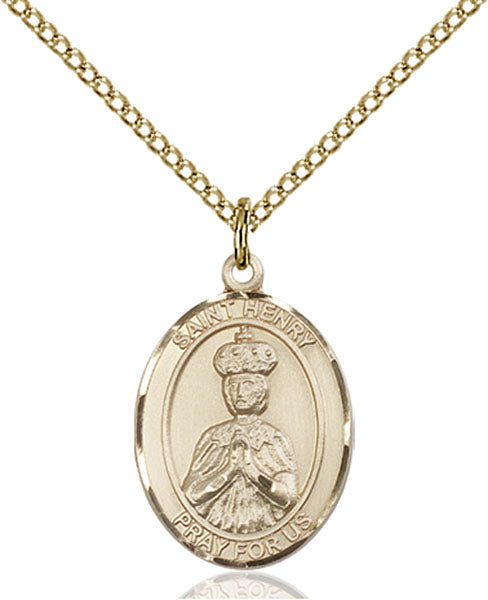 Extel Medium Oval  14kt Gold Filled St. Henry II Pendant with 18" chain, Made in USA