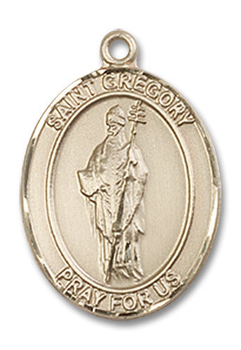Extel Medium Oval 14kt Gold Filled St. Gregory the Great Medal, Made in USA