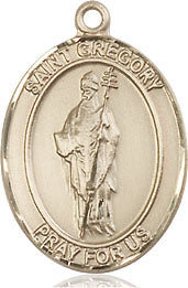 Extel Medium Oval  14kt Gold Filled St. Gregory the Great Pendant with 18" chain, Made in USA