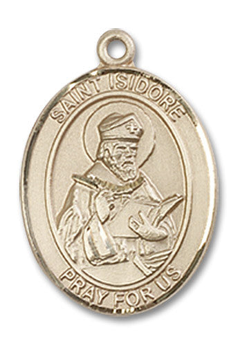 Extel Medium Oval 14kt Gold Filled St. Isidore of Seville Medal, Made in USA