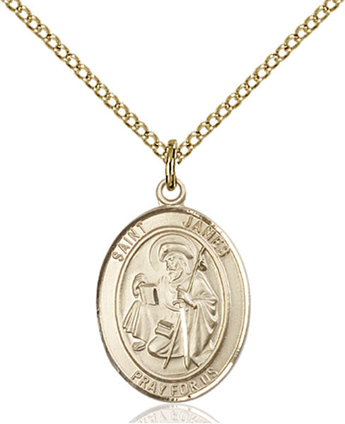 Extel Medium Oval  14kt Gold Filled St. James the Greater Pendant with 18" chain, Made in USA