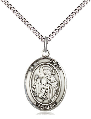 Extel Medium Oval Pewter St. James the Greater Pendant with 18" chain, Made in USA