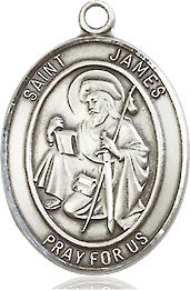 Extel Medium Oval Pewter St. James the Greater Pendant with 18" chain, Made in USA