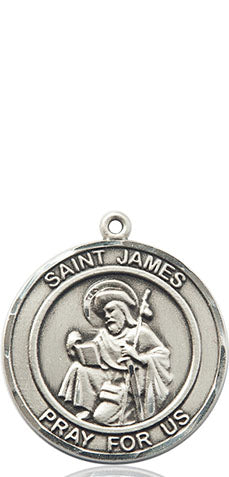 Extel Medium Round Pewter St. James the Greater Medal Pendant, Made in USA