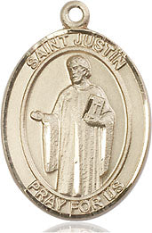 Extel Medium Oval 14kt Gold Filled St. Justin Medal, Made in USA