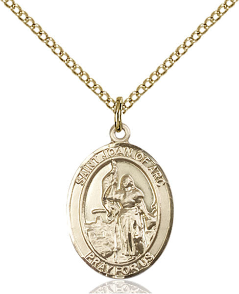 Extel Medium Oval  14kt Gold Filled St. Joan of Arc Pendant with 18" chain, Made in USA