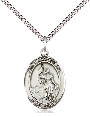 Extel Medium Oval Pewter St. Joan of Arc Pendant with 18" chain, Made in USA
