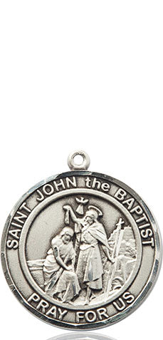 Extel Medium Round Pewter St. John the Baptist Medal Pendant, Made in USA