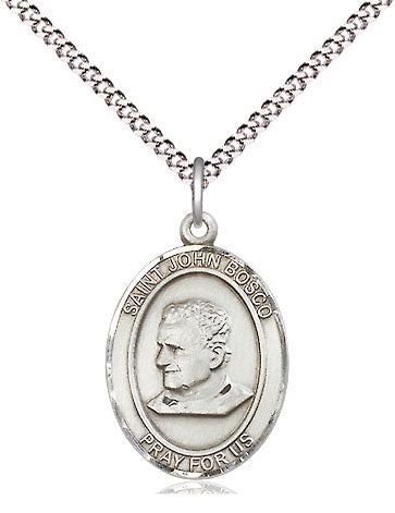 Extel Medium Oval Pewter St. John Bosco Pendant with 18" chain, Made in USA