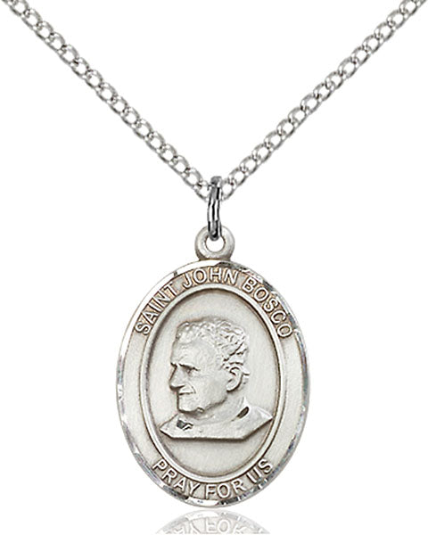 Extel Medium Oval Sterling Silver St. John Bosco Pendant with 18" chain, Made in USA