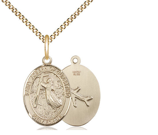 Extel Medium Oval 14Kt Gold Filled St. Joseph of Cupertino  with 18" chain, Made in USA