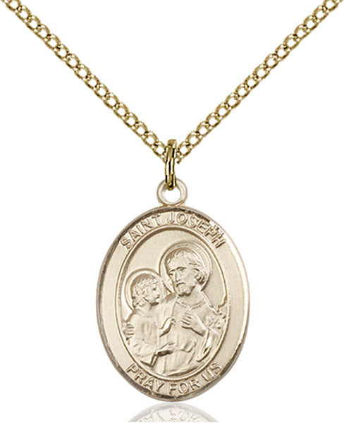 Extel Medium Oval  14kt Gold Filled St. Joseph Pendant with 18" chain, Made in USA