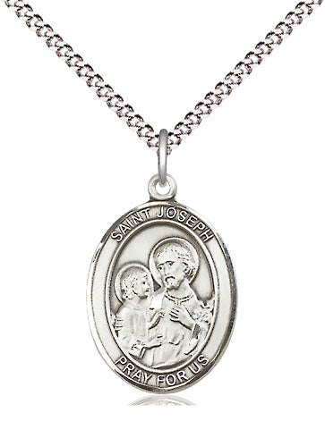 Extel Medium Oval Pewter St. Joseph Pendant with 18" chain, Made in USA