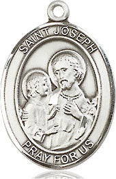 Extel Medium Oval Pewter St. Joseph Pendant with 18" chain, Made in USA