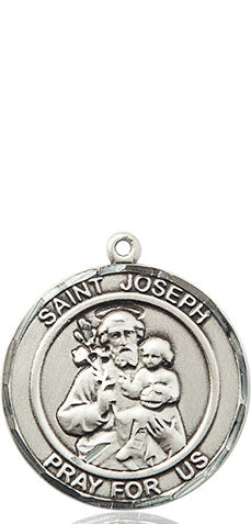 Extel Medium Round Pewter St. Joseph Medal Pendant, Made in USA