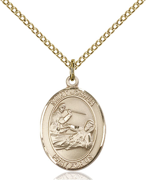 Extel Medium Oval  14kt Gold Filled St. Joshua Pendant with 18" chain, Made in USA