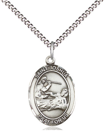 Extel Medium Oval Pewter St. Joshua Pendant with 18" chain, Made in USA